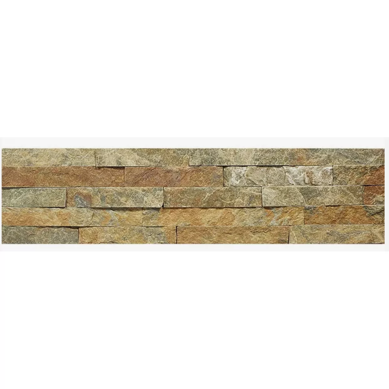 плитка из натурального камня кварцит мультиколор, панель 600 x 150 x 15-20 мм (0.63 м2 в уп.), уп.
