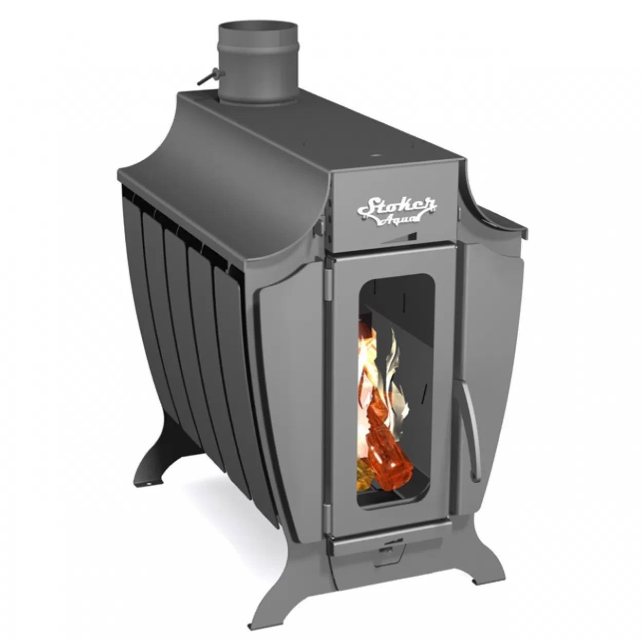 отопительная печь с водяным контуром stoker 200-g (ермак) 200 м3
